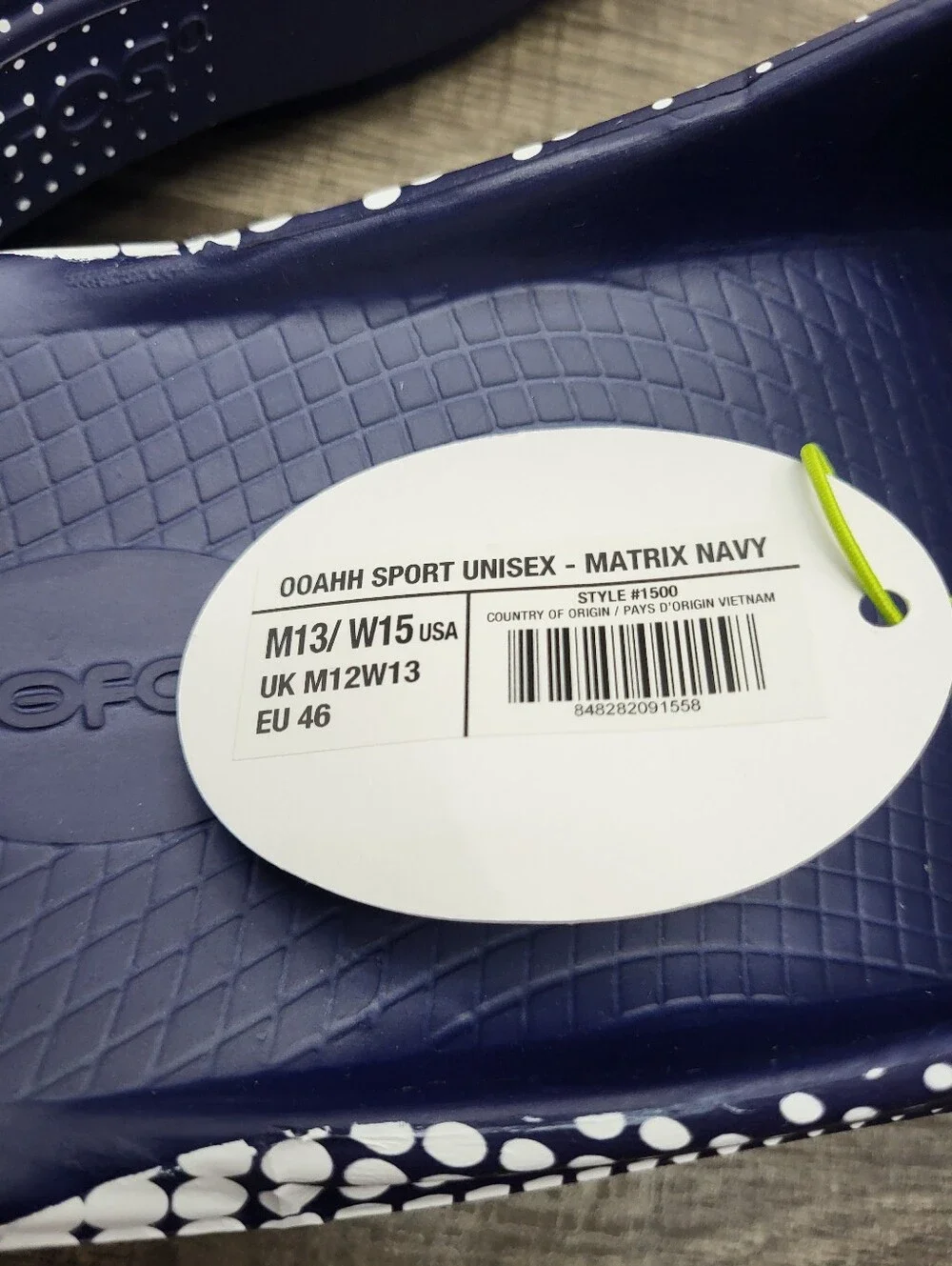 OOFOS Ooahh Sport Slide Sandal Matrix Navy Men's Size 13 New